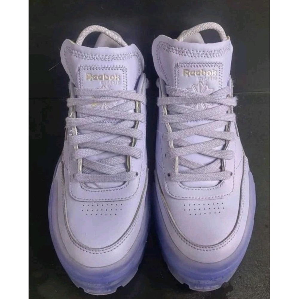 Reebok x Cardi B Classic Leather Shoes Women's 6.5 Lavender Thick Sole